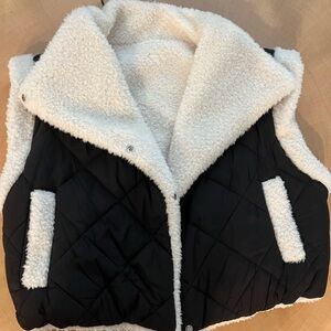 Women's Black and White Quilted Vest